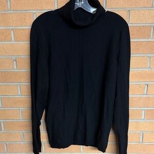 White House Black Market Black Ribbed Turtleneck Sweater